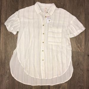 NWT Free People Striped Button Up Top